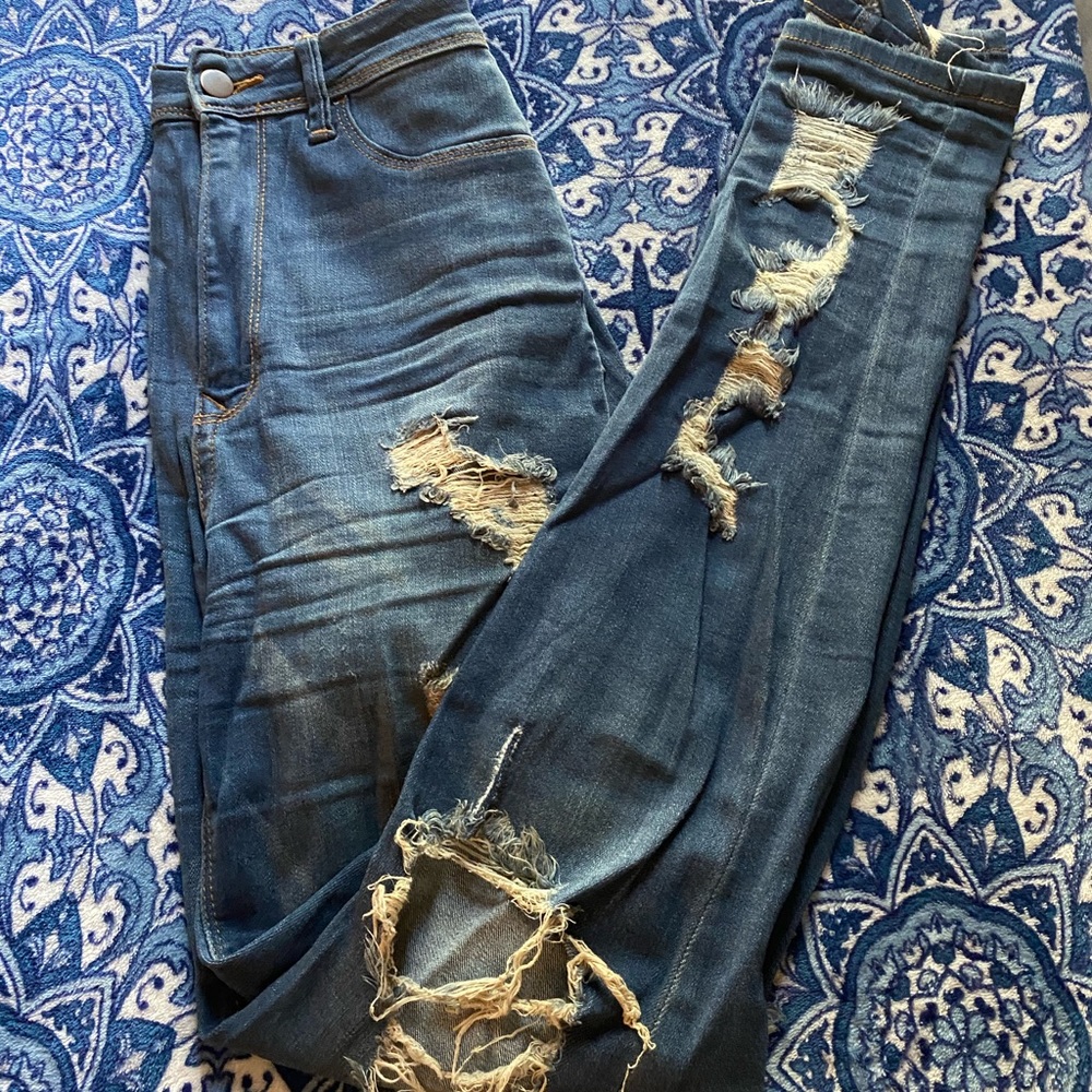 FashionNova High Waisted Ripped Jeans